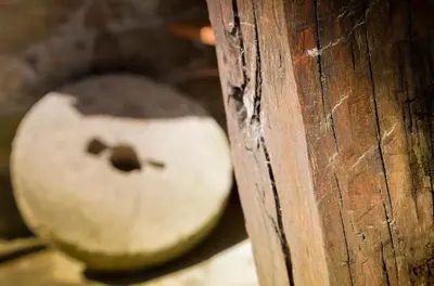 a close up of a wooden door with a hole at Costa da Egoa in Carral