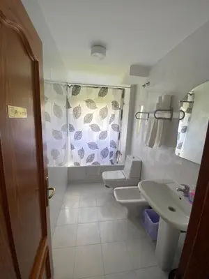 a bathroom with a toilet and a sink at Hostal Pumar in Santiago de Compostela