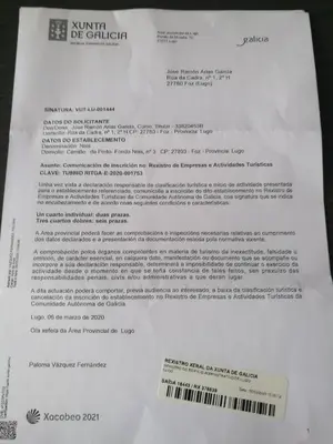 a piece of paper with a receipt on it at Chalet vacacional en segunda linea de playa in Foz