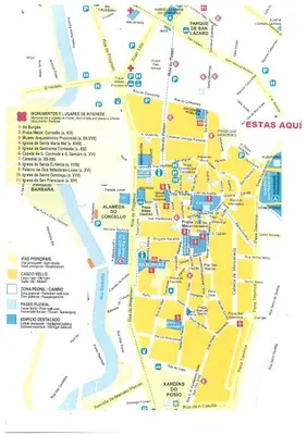 a map of faisalabadabad showing the attractions at Lar Cuche in Ourense