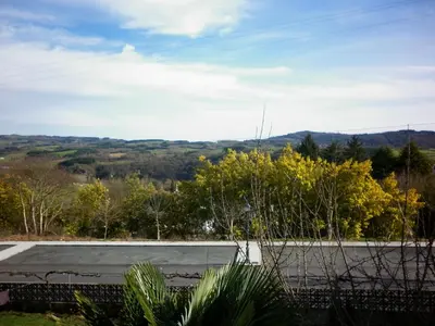 a view from the roof of the house at Pensión Portomiño in Portomarin