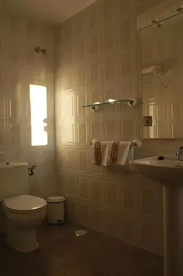 a bathroom with a toilet and a sink at Hotel Novo in Ponferrada