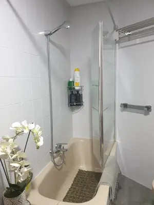 a shower with a glass door in a bathroom at Villa Sabina 