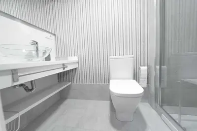 a bathroom with a toilet and a sink at RyS Ourense Centro PARKING Gratis in Ourense