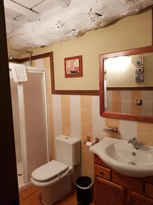 a bathroom with a toilet and a sink at Aldea Rural A Cortiña in Pepín