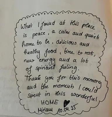 a piece of writing on a white paper at The Pilgrim Stone - Vegan B&B in Rabanal del Camino