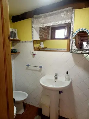 a bathroom with a sink and a toilet at Casa Rural del Acebo in Espinoso de Compludo