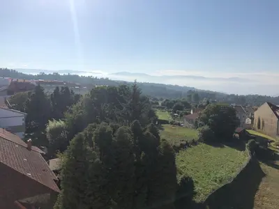 an aerial view of a village with trees and houses at Apartamentos Augusto in La Cañiza