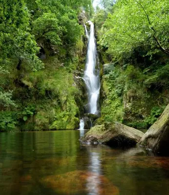 a waterfall in the middle of a river at Areal in Viveiro