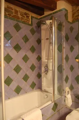 a bathroom with a shower and a bath tub at Areal in Viveiro