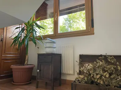 a room with a plant on a table and a window at Hotel San Lázaro in Santiago de Compostela