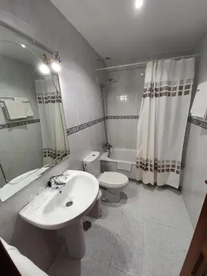 a bathroom with a sink and a toilet and a shower at Hostal Giadás in Santiago de Compostela