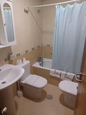 a bathroom with a toilet and a sink and a shower at Hotel 2 de mayo 2 in Xinzo de Limia