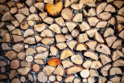 a close up of a pile of wood at CASA COLOMBA in Santa Colomba de Somoza