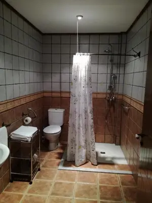 a bathroom with a shower and a toilet at Luna de Vilar in Vilarpescozo