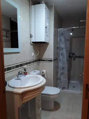 a bathroom with a sink and a toilet and a shower at María Belkis ll in Ourense