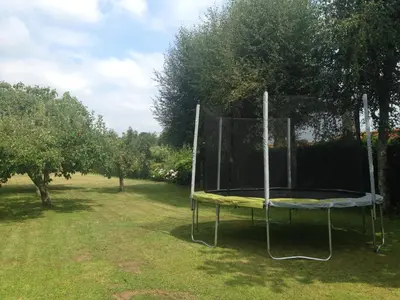 a trampoline in the grass in a yard at Villa Salgueiros in Teo
