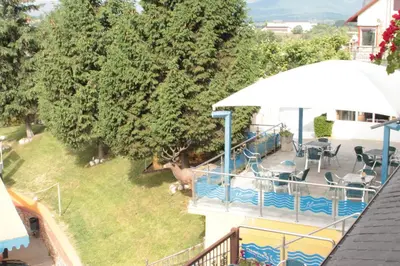 an aerial view of a house with a swimming pool at Hotel Gran Casona de Sanabria in Puebla de Sanabria