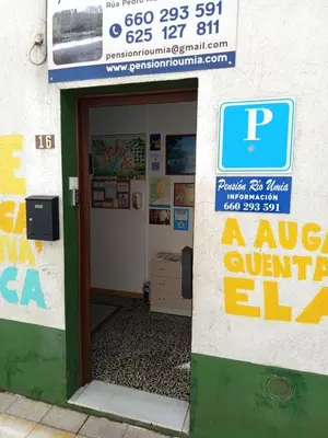 a entrance to a aza southern el gas station at Pensión Río Umia in Caldas de Reis