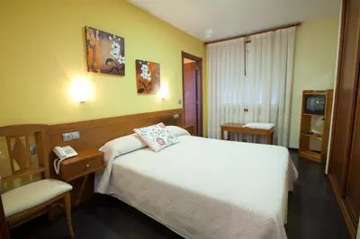 a hotel room with a bed and a telephone at Hotel TERRANOVA in Oza dos Ríos
