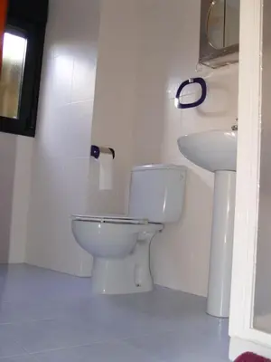 a white bathroom with a toilet and a sink at Casa en Viñoas (Ribeira Sacra) in Viñoás