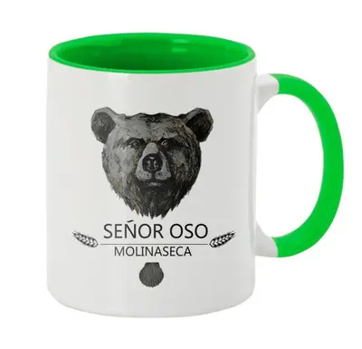 a mug with a picture of a bear on it at SEÑOR OSO in Molinaseca