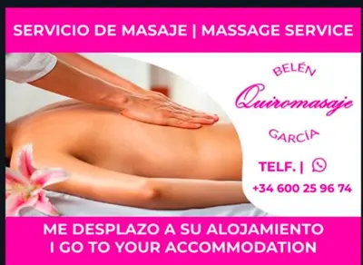 a flyer for a massage clinic with a woman sitting on a massage at Hotel Canaima Bruma 1,5 k Camino in O Mesón Do Vento