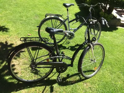 a bike parked on the grass in a yard at VILLA GUIMIL - GALICIA PLAYA in Villarmayor