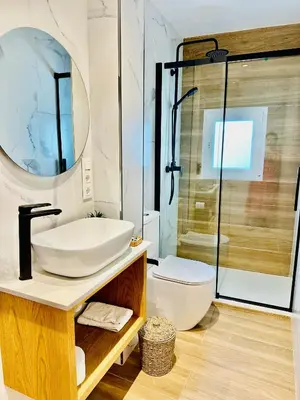 a bathroom with a sink and a toilet and a mirror at HOTEL LOTUS in Caldas de Reis