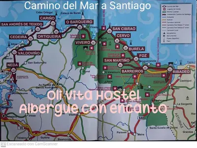 a map of santiniainiainiainiainiainiainiainiainiainiainia at Oli Vita Hostel ALBERGUE CON ENCANTO in Viveiro