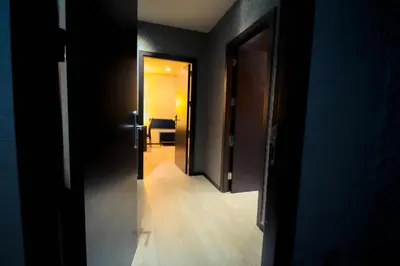 an open door to a room with a hallway at Hotel Torre de Núñez in Lugo