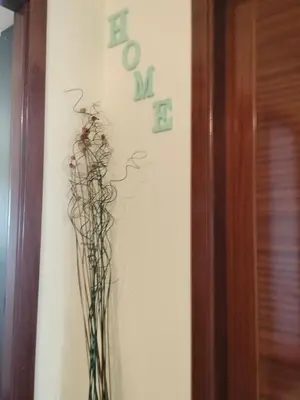 a vase filled with dried flowers next to a wall at L&L Livin & Live in Arzúa