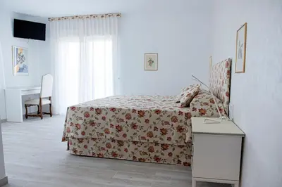 a bedroom with a bed and a desk in it at Hotel Vilaseco in Chantada