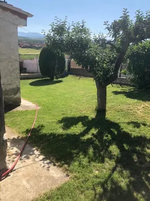 a hose is attached to a tree in a yard at Chalet xeitosiño in Astorga