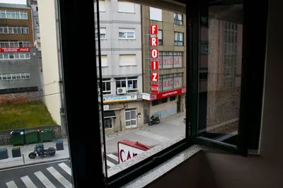 a view from a window of a building at Alojamientos MYL in Arzúa