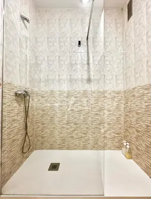 a shower with a glass door in a bathroom at Lemos Sol in Monforte de Lemos