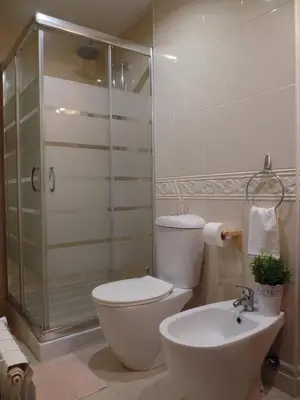 a bathroom with a shower and a toilet and a sink at PISO ACOGEDOR EN SADA COZY FLAT IN SADA WiFi in Sada