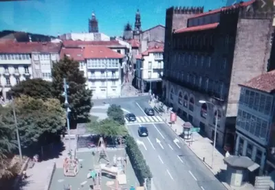 an aerial view of a street in a city at jucar carmen in Santiago de Compostela