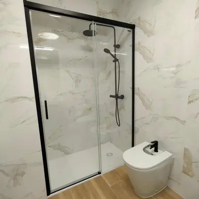 a bathroom with a shower and a toilet at CARMELA in Santiago de Compostela