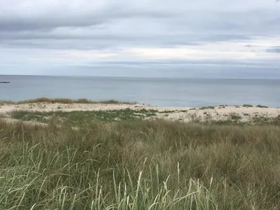 a view of the ocean from a sandy beach at Villa De Foz in Foz