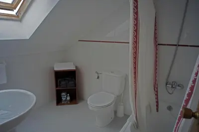 a bathroom with a shower and a toilet and a sink at La Rectoral de San Juan in El Franco