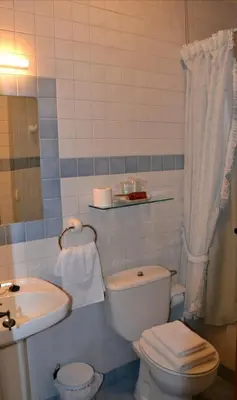 a bathroom with a toilet and a sink at Cabeza da Vila in San Martín de Oscos