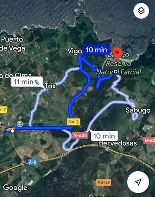 a map of a river with a map at Villa Auristela in Navia
