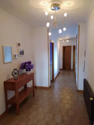 a hallway with a vase of flowers on a table at CASA MENCIA in Sober