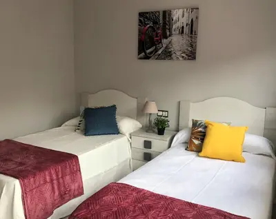 two beds sitting next to each other in a room at Apartamento Adelina in Silleda