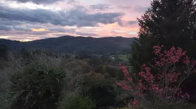 a view of a valley with trees and mountains at Casa da Labaceira in Santo Tomé