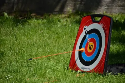 a target with a arrow in the grass at Finca Segade in A Estrada