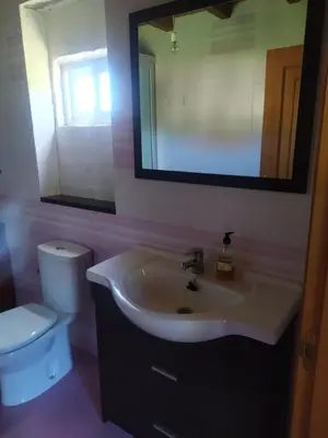 a bathroom with a sink and a toilet and a mirror at CASA 