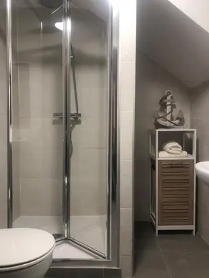 a bathroom with a shower and a toilet at VUT Boente in Boente