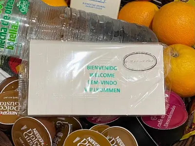 a box of oranges on display in a store at O recuncho in Monforte de Lemos